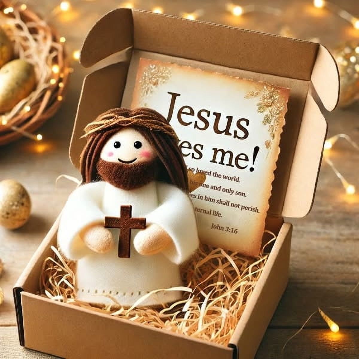 Fasiaou Little Jesus Figures, Easter Jesus Loves You Toys to Hide and Seek Sunday School Baptism Gifts Religious Party Favors Easter Egg Stuffers